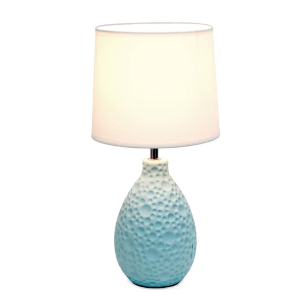 Simple Designs Textured Stucco Ceramic Oval Table Lamp