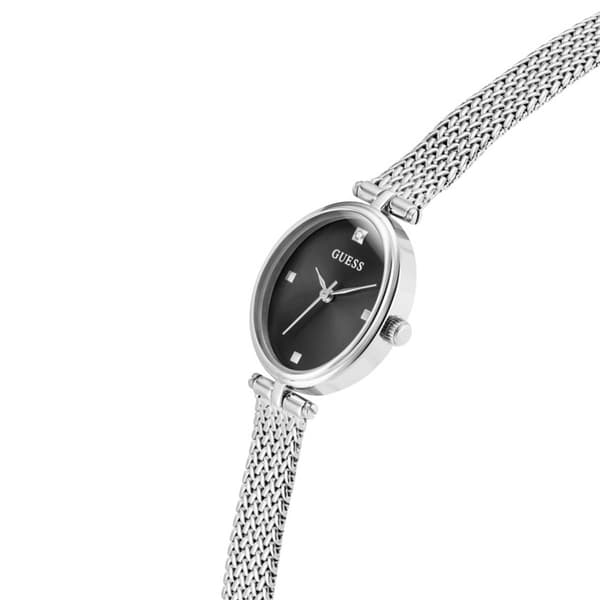 Womens Guess Ruby Silver-Tone Black Sunray Dial Watch - GW0935L1