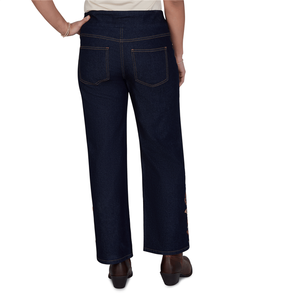 Petite Ruby Rd. English Countryside Embroidered Hem Jeans