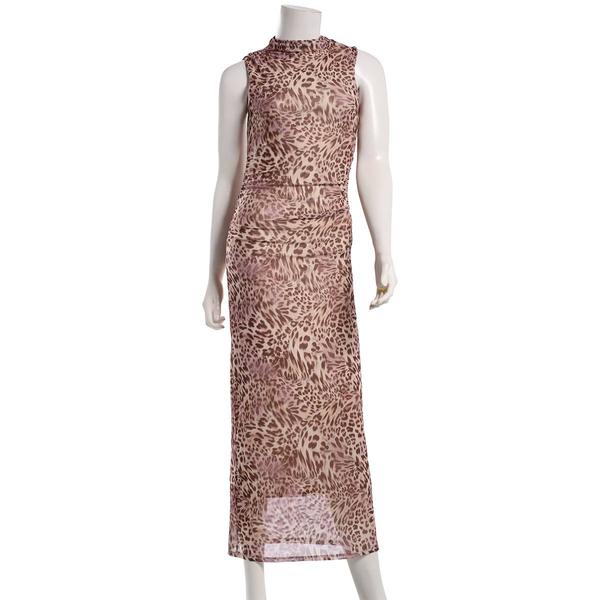 Juniors Madden Girl Mesh Funnel Neck Midi Dress - Taupe - image 