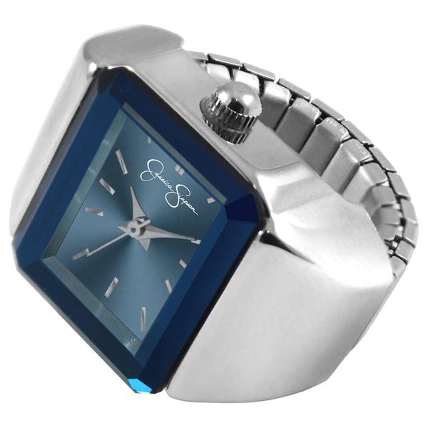 Womens Jessica Simpson Square Blue Dial Ring Watch - JR0010SL - image 