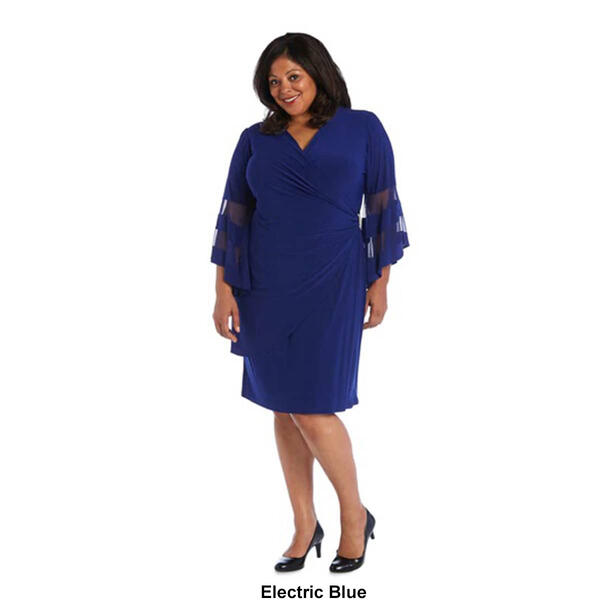 Plus Size R&M Richards Angel Sleeve Wrap Dress w/Rhinestone Trim