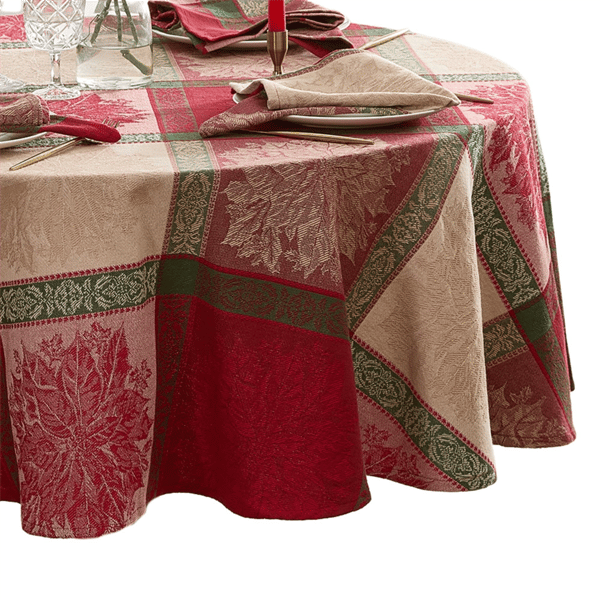 Threadmade Prestige Poinsettia Jacquard Tablecloth