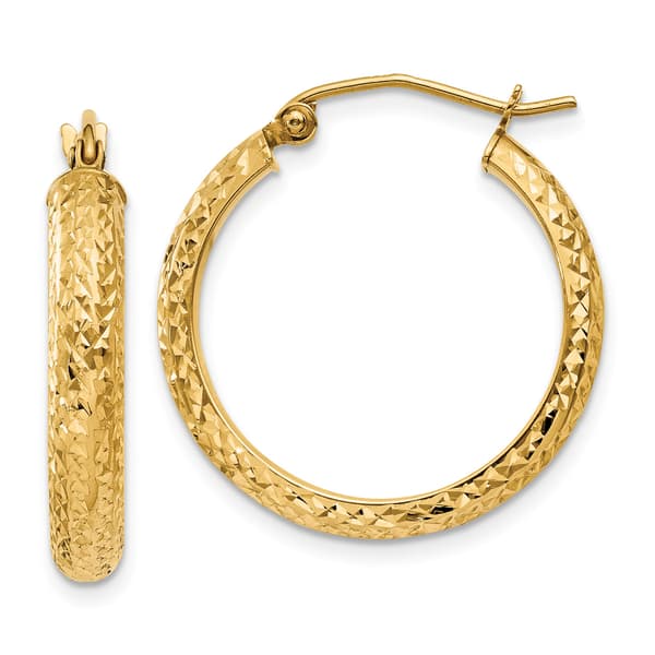 Gold Classics&#40;tm&#41; 14kt. Gold 22mm Diamond Cut Hoop Earrings - image 