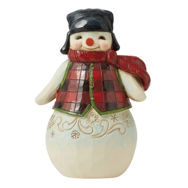 Jim Shore Pint Sized Snowman In Plaid - image 