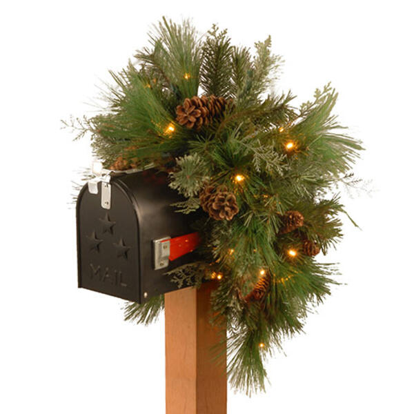 National Tree 36in. White Pine Mailbox Swag withLED Lights - image 