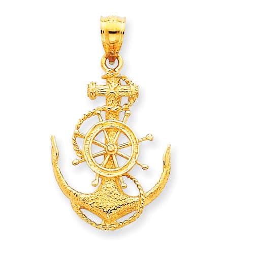 Gold Classics(tm) 14k. Medium Anchor & Wheel Pendant - image 