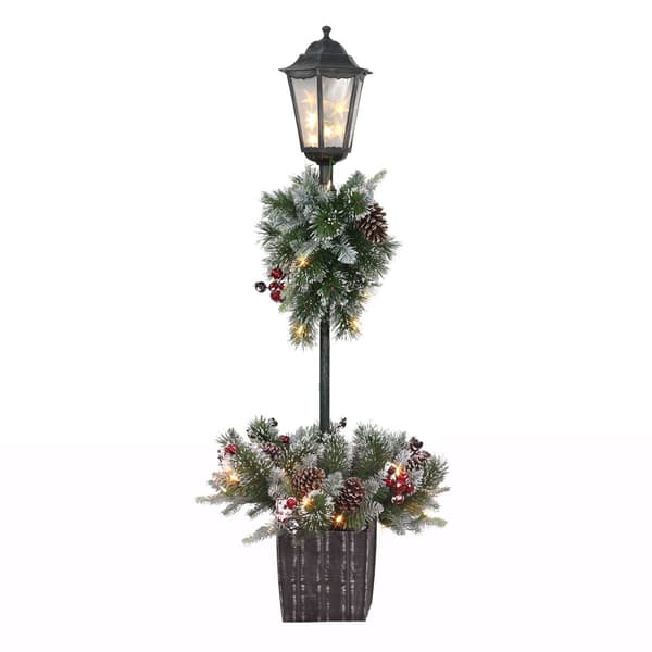 Puleo International 4ft. Pre-Lit Artificial Pine Lamp Post