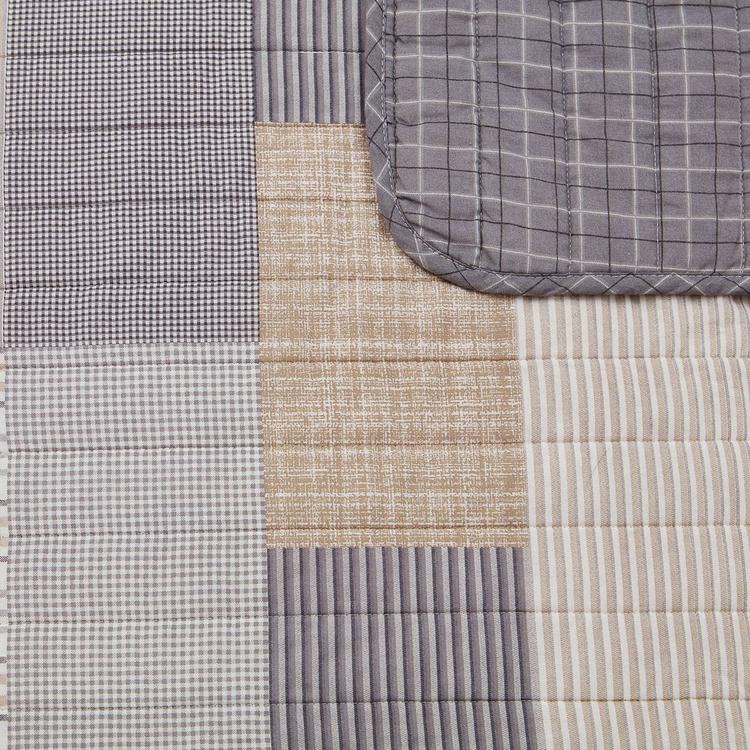 Home Retreat Lakeshore Plaid Grey Soft Cotton 2pc. Quilt Set