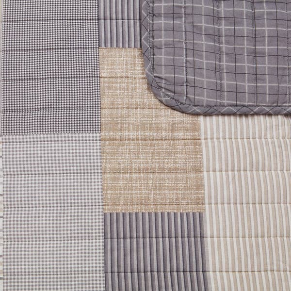 Home Retreat Lakeshore Plaid Grey Soft Cotton 2pc. Quilt Set