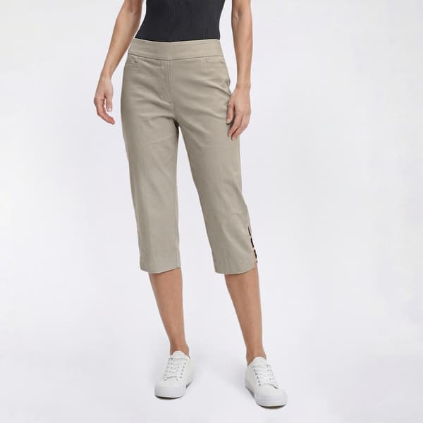 Womens Napa Valley Solid 3-Bar Hem Detail Capris