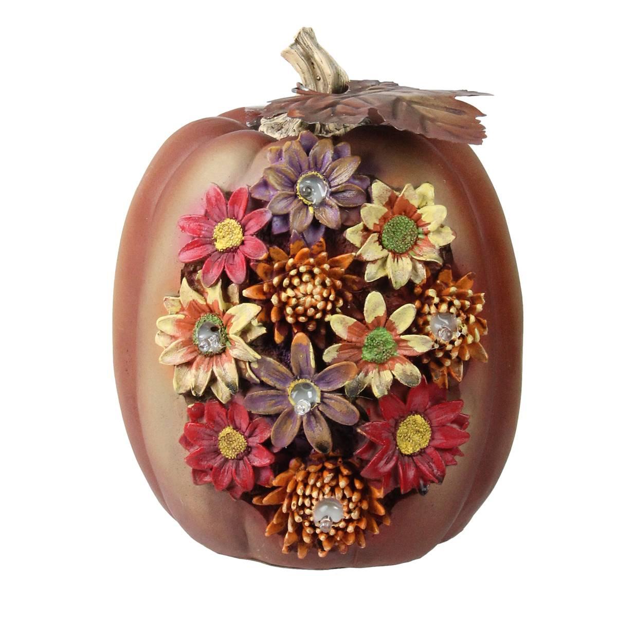 Northlight Seasonal 8in. Floral Pumpkin Outdoor Decoration