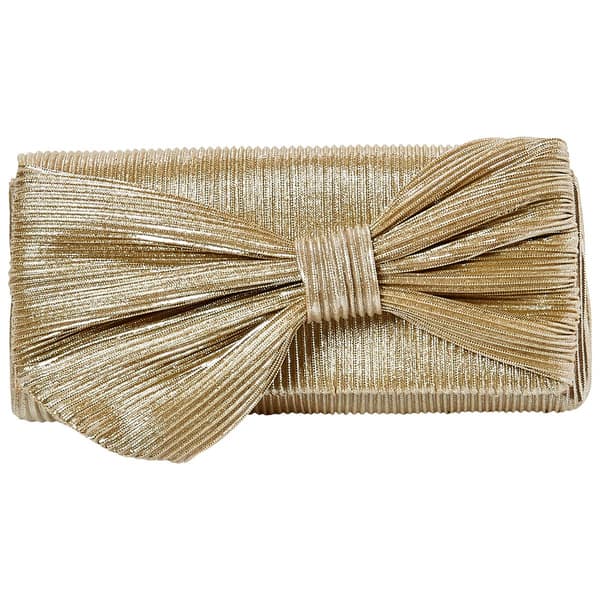 Womens Jessica McClintock Everett Pleated Metallic Clutch - image 