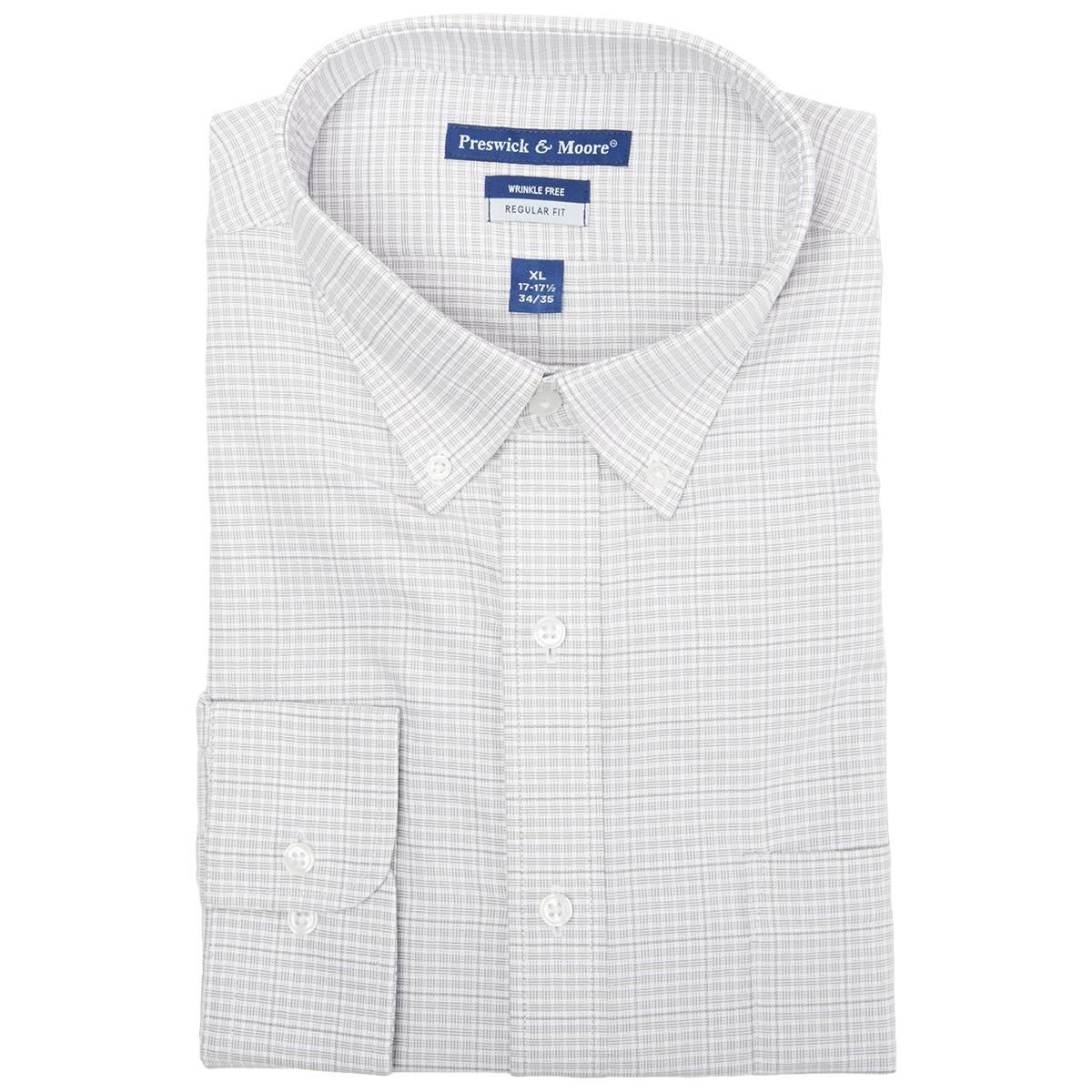 Mens Preswick & Moore(R) Regular Fit Dress Shirt - Grey Plaid