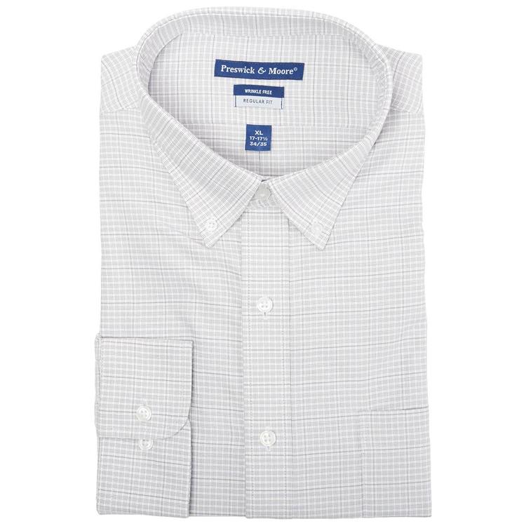 Mens Preswick & Moore(R) Regular Fit Dress Shirt - Grey Plaid