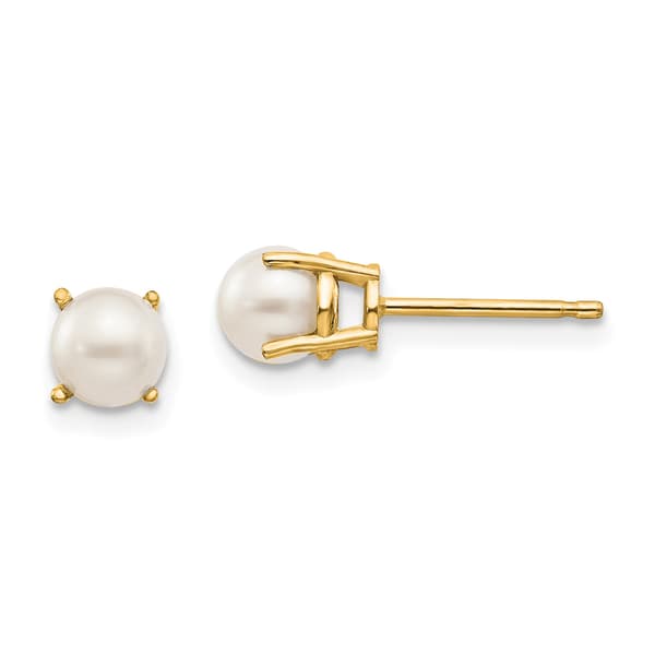 Gemstone Classics&#40;tm&#41; Yellow Gold June Pearl Stud Earrings - image 