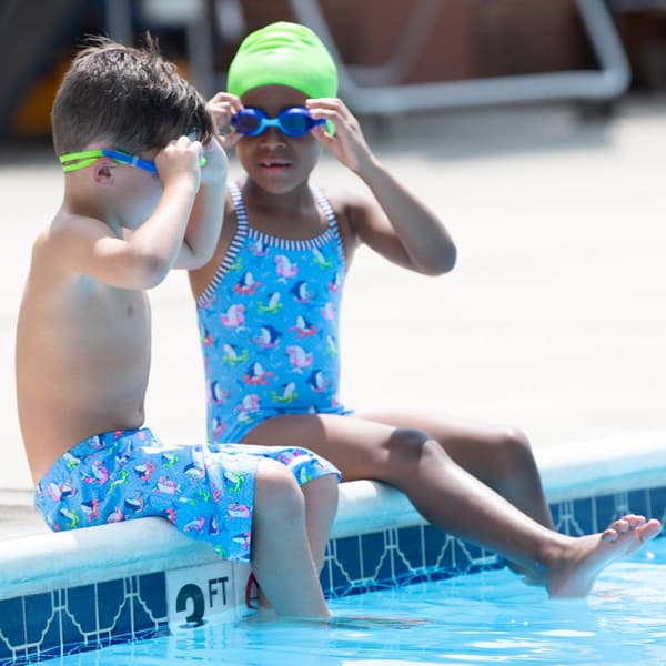 Toddler Girls Dolfin® Fin Floats Criss-Cross One Piece Swimsuit