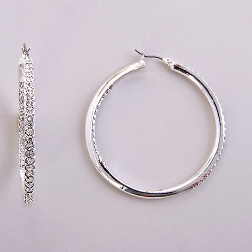 Gloria Vanderbilt Pave Inside Out Hoop Earrings - image 