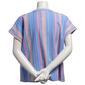 Petite Erika Madison Short Sleeve Stripe Split Neck Blouse - image 3