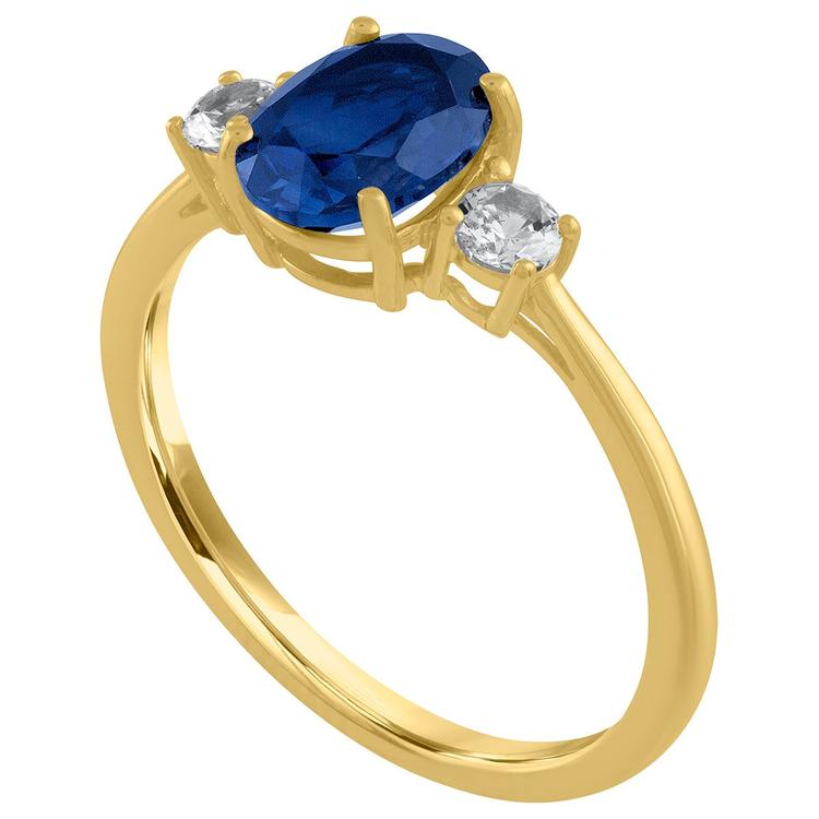 Gemstone Classics™ Oval Created Blue Sapphire 10kt. Gold Ring