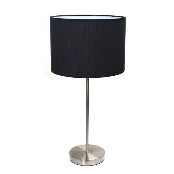 Simple Designs Brushed Nickel Stick Lamp w/Fabric Drum Shade - image 