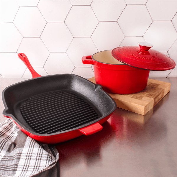 BergHOFF Neo 3pc. Cast Iron Grill Pan & Dutch Oven Cookware Set
