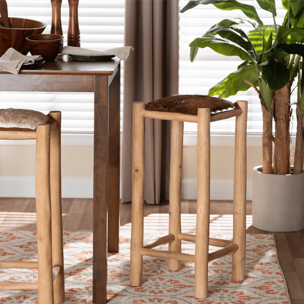 bali & pari Rivera Genuine Goat Leather Bar Stool