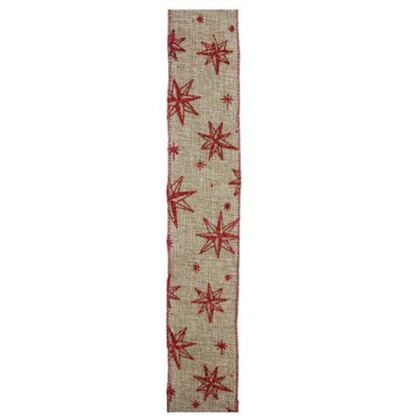 Northlight Red & Beige Star Wired Christmas Craft Ribbon