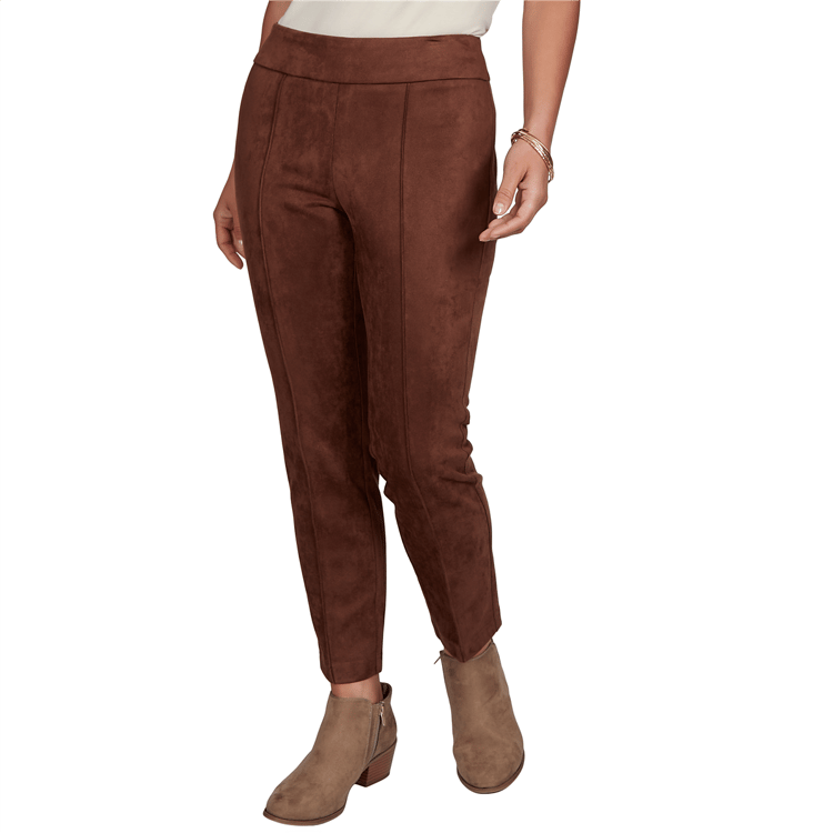 Womens Ruby Rd. English Countryside Suede Knit Front Seam Pants