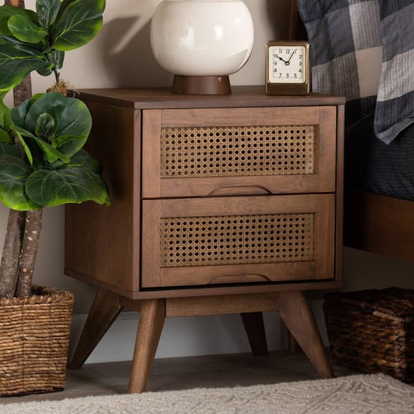 Baxton Studio Barrett Walnut Brown Wood 2-Drawer Nightstand