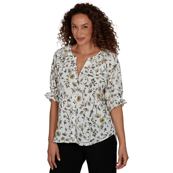 Womens Emaline La Vita Costiera Elbow Sleeve Floral Blouse