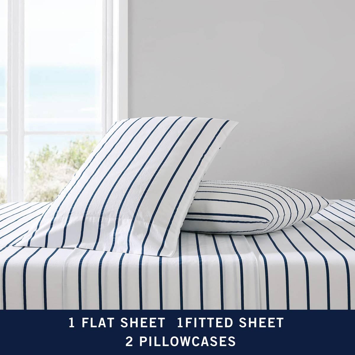 Nautica Brenton Stripe Cotton Percale Sheet Set