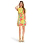 Womens Stella Parker Short Sleeve Tropical Ruch A-Line Dress - image 4