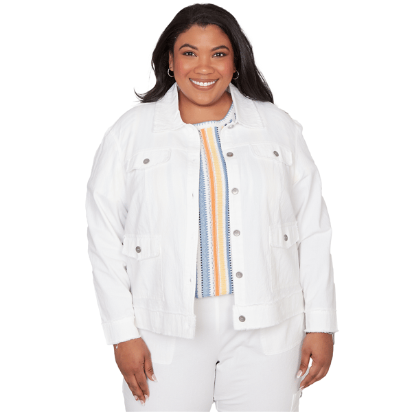 Plus Size Alfred Dunner Out Of The Blue Patch Pocket Collared Ja - image 