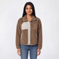 Juniors Pink Rose Sherpa Snap Front Zip Pocket Jacket - image 1