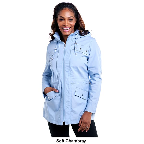Petite Nicole Miller Anorak Jacket w/Stripe Hood Lining