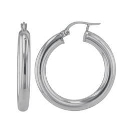 Polished Sterling Silver Round Hoop Earrings