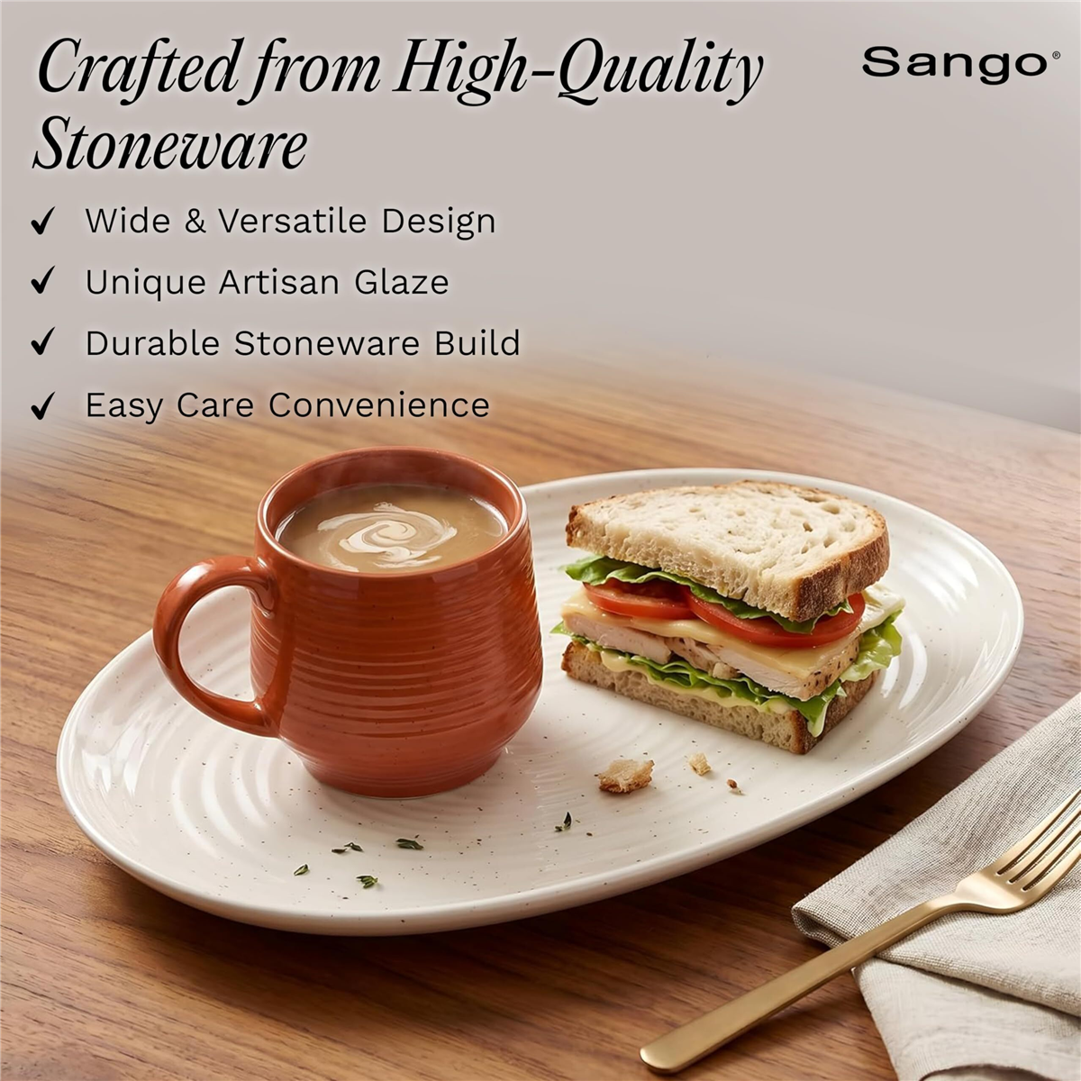 Sango Siterra 2pc. Speckled Stoneware Large Serving Platters Set