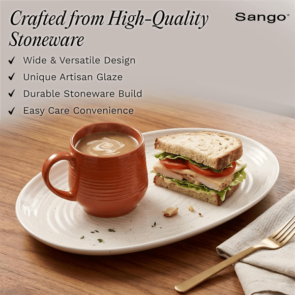 Sango Siterra 2pc. Speckled Stoneware Large Serving Platters Set