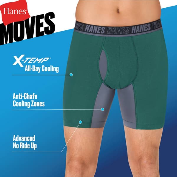 Mens Hanes Ultimate® Moves 3pk. Boxer Briefs - Black/Grey/Green