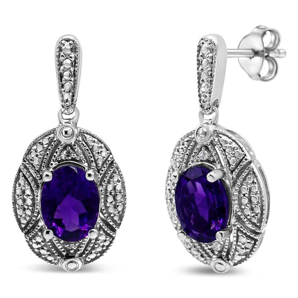 Haus of Brilliance Purple Amethyst & Diamond Dangle Earrings