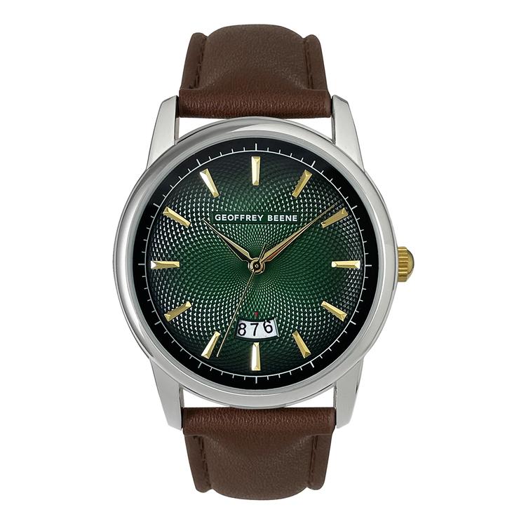 Mens Geoffrey Beene(R) Green/Brown Strap Watch - GB8223SLGR
