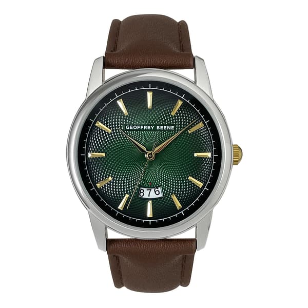Mens Geoffrey Beene&#40;R&#41; Green/Brown Strap Watch - GB8223SLGR - image 