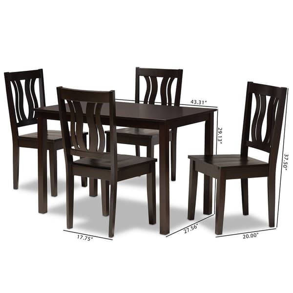 Baxton Studio Zamira Dark Brown Finish Wood 5pc. Dining Set