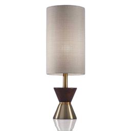 HomeRoots 23in. Brass Metal and Wood Table Lamp