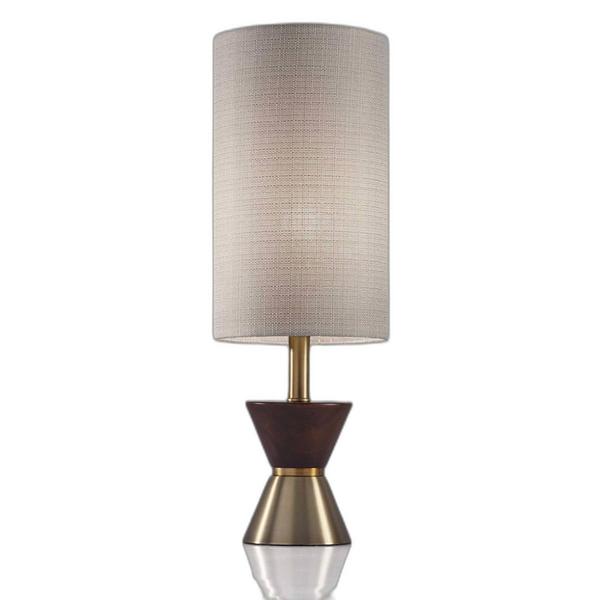 HomeRoots 23in. Brass Metal and Wood Table Lamp