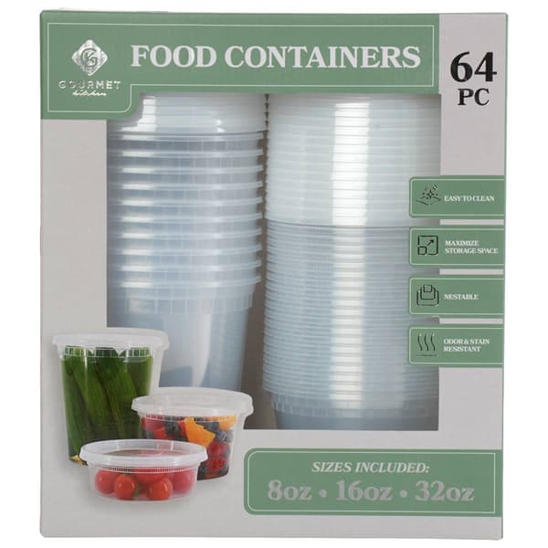 Gourmet Kitchen 64pc. Round Plastic Food Storage Set - image 
