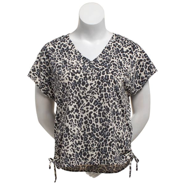 Plus Size French Laundry Short Dolman Sleeve Leopard Tee - image 