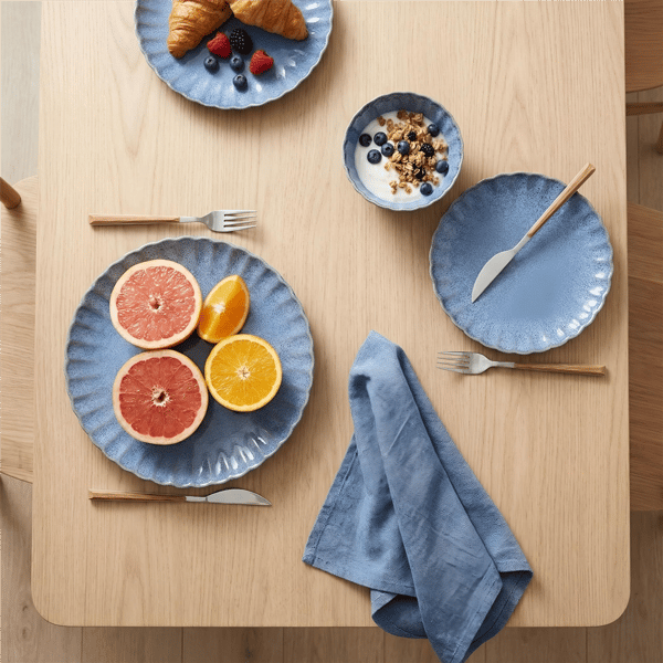 Sango Frill Reactive 12pc. Blue Stoneware Dinnerware Set