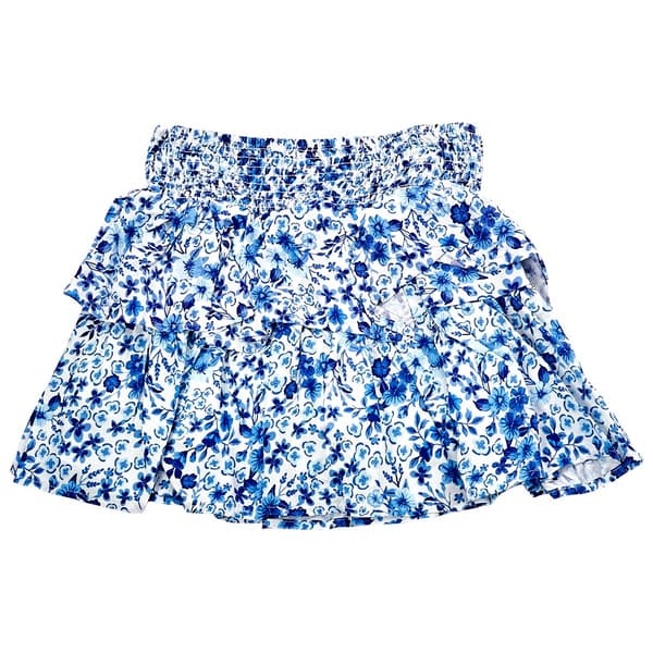 Girls (7-16) Jolie & Joy Ruffled Floral Skort w/ Smocked Waist
